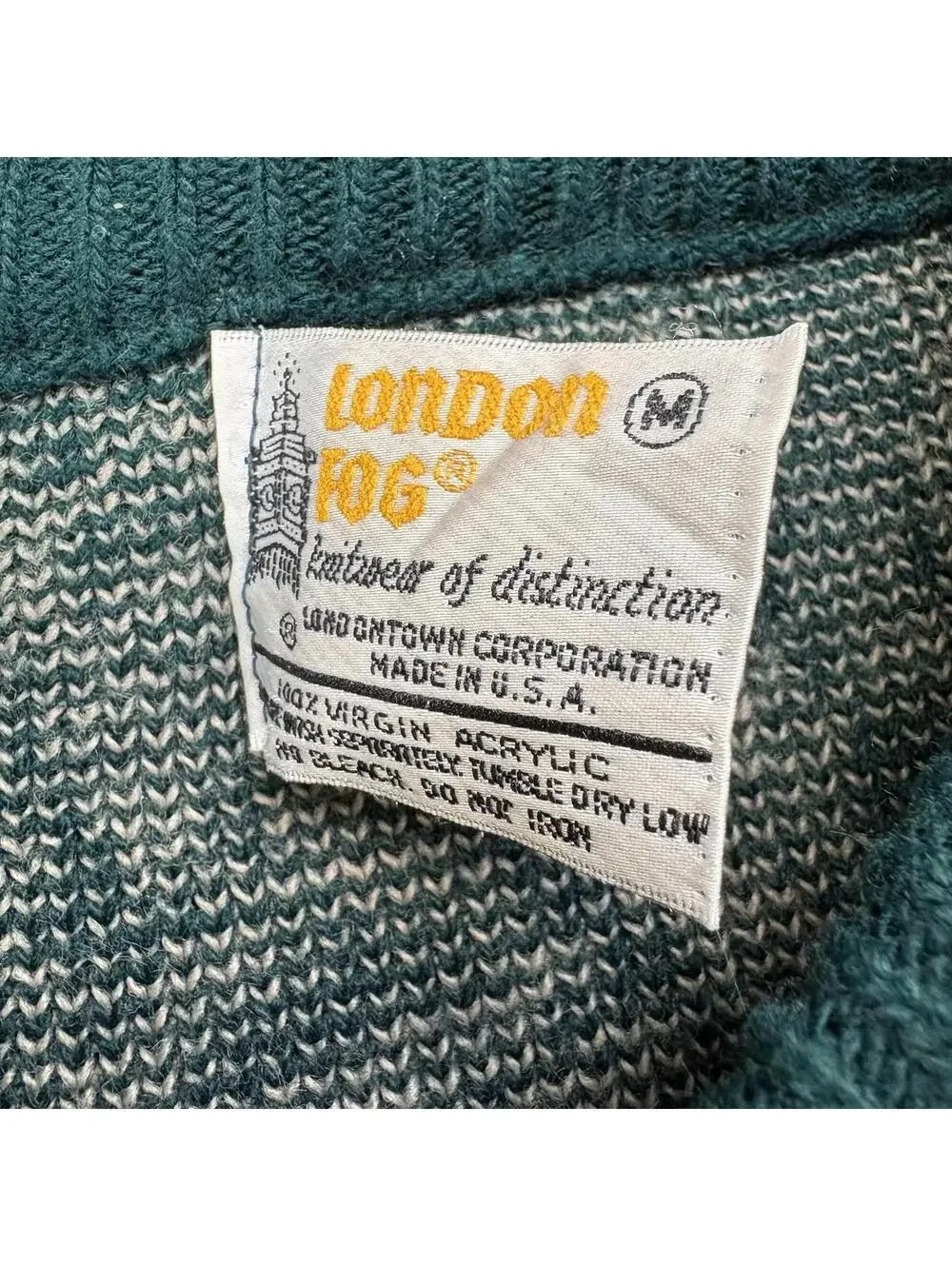 Vintage London Fog Floral Flower Pattern Sweater Green Size Medium - Picture 3 of 5